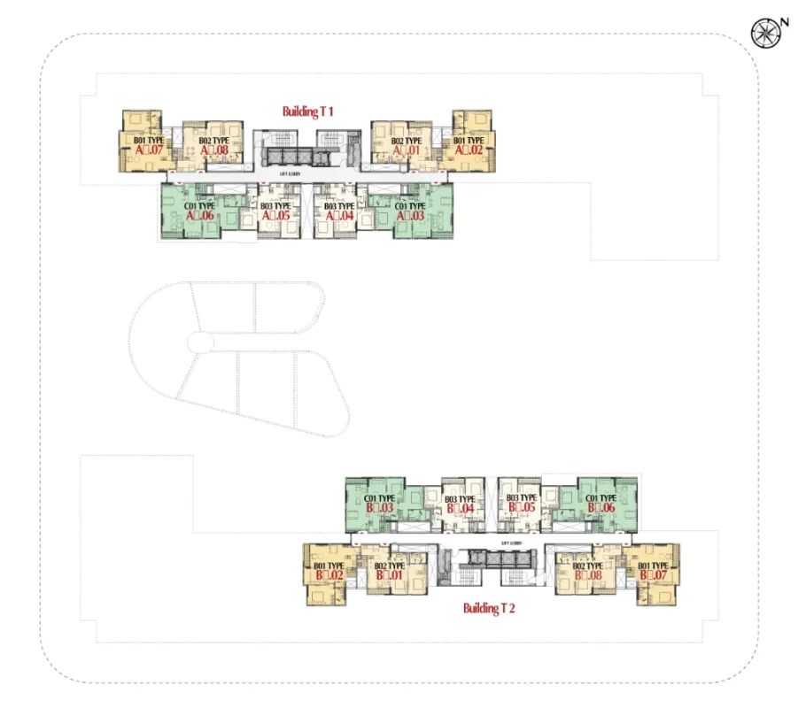 Mặt bằng tầng 5 - 12 